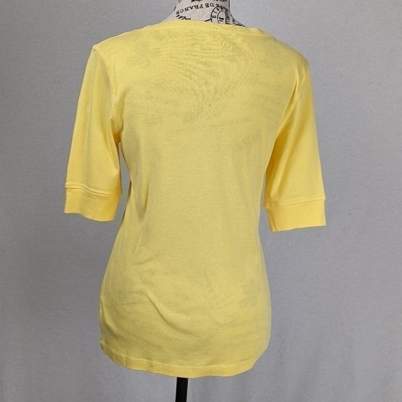 Jones New York Women's Size Small Light Yellow 3/4 Sleeve Top - Picture 4 of 6
